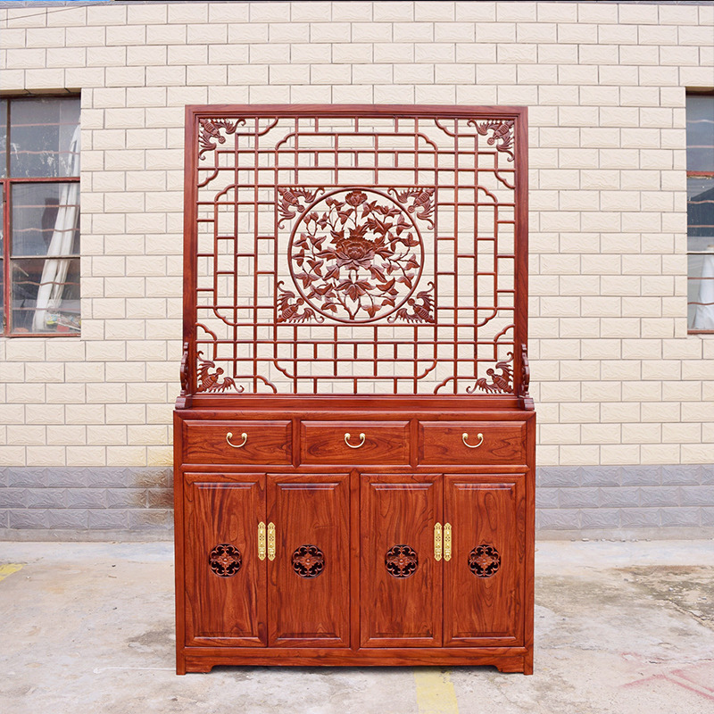 Northern Old Elm Wood Genguan Screen Solid Wood Furniture New Chinese Style Partition Shoes Cabinet Ming and Qing Anti-ancient Gate Hall Family innate