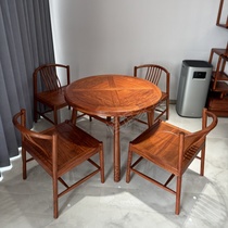 Big fruit rosewood round dining table Kyocera furniture tea table new Chinese restaurant dining table solid wood Burmese flower national standard mahogany customization