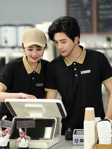 Летняя кофейная футболка polo для работы, чай с молоком, делается под заказ, короткий рукав