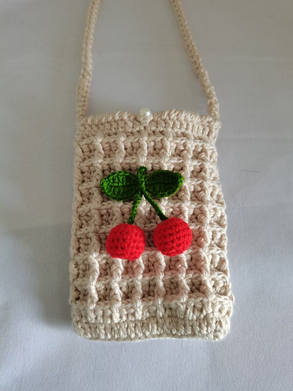 New Wool Hand-Knitted Waffle Mobile Phone Bag as a Birthday Gift for Best Friend and Girlfriend