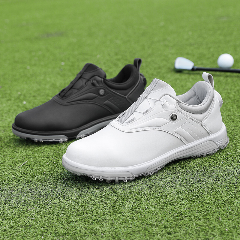 Golf Shoes Men's Anti-Slip Spikes Knob Laces Sneakers Shoes Breathable Super Fiber