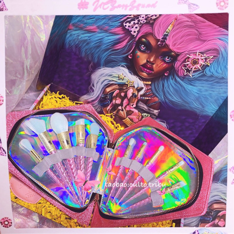 (Domestic spot) unicorn cosmetics pink brush rod BLING unicorn makeup set brush