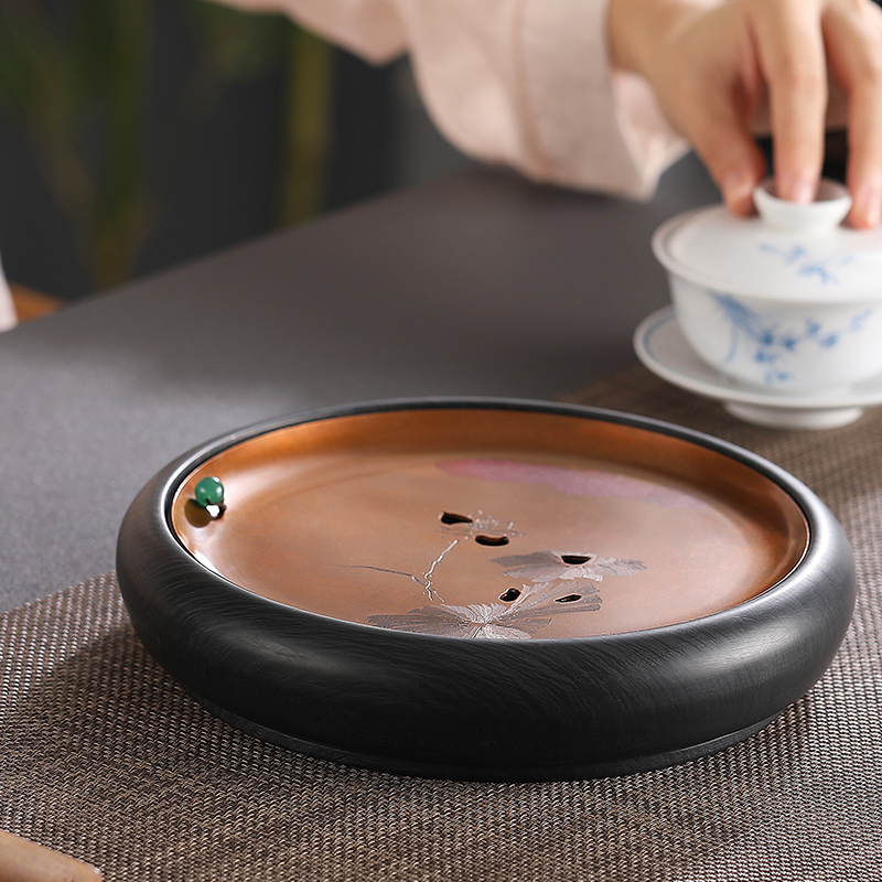 The cloud YunChun copper pot of tea tray bearing dry water tea table plate she inkstand copper metal tea ceramic tea set