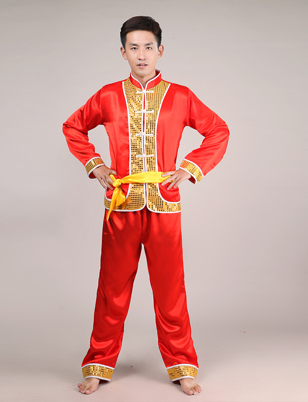 New trống trang phục Yangko quần áo nam quốc gia trang phục biểu diễn múa rồng khiêu vũ sư tử quần áo cảm hứng dịch vụ thuyền rồng