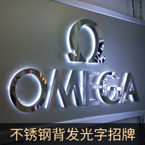 Stainless steel back luminous word crystal door head character hollow Billboard making Image Wall backlit word sign customized