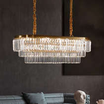Atmospheric luxury high-end restaurant lampvilla long-shaped American light luxury lamps after modern minimal copper crystal chandelier