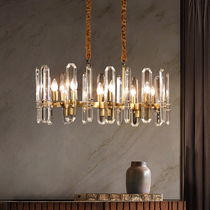 Light luxury aftermodern minimal crystal chandelier European restaurant lamphousehouselamp with atmospheric luxury copper lamp villa lamp