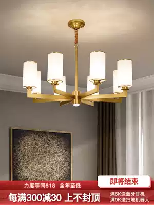 World Crown American chandelier all copper living room lamp lamp dining room lamp bedroom lamp villa luxury atmosphere American copper lamp