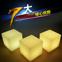 Internet celebrity outdoor LED light cube stool KTV coffee table courtyard cube light box promotion square bar table and chairs