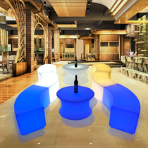 Promotional remote control luminous sofa Curved long stool Outdoor hall table and chair furniture coffee table combination table