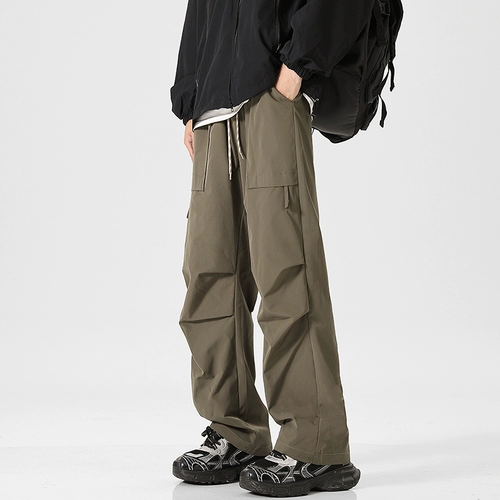 Мужские осенние штаны, дорожный парашютист для отдыха, на шнурках, свободный прямой крой