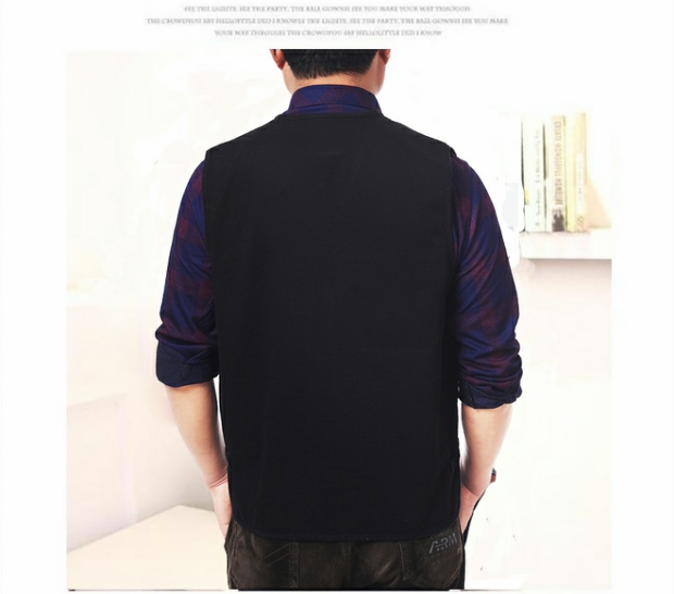 Áo vest nam trung niên và cao tuổi mùa xuân và mùa thu vest cotton nhiều túi chụp ảnh vest cá cỡ lớn vest nam - Áo vest cotton áo khoác ba lỗ nam