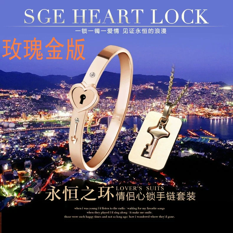 Vòng tay đôi có thể được chạm khắc vòng cổ chìa khóa 925 sterling bạc vòng tay đồng tâm với khóa vòng tay Ngày Valentine - Vòng đeo tay Cuff