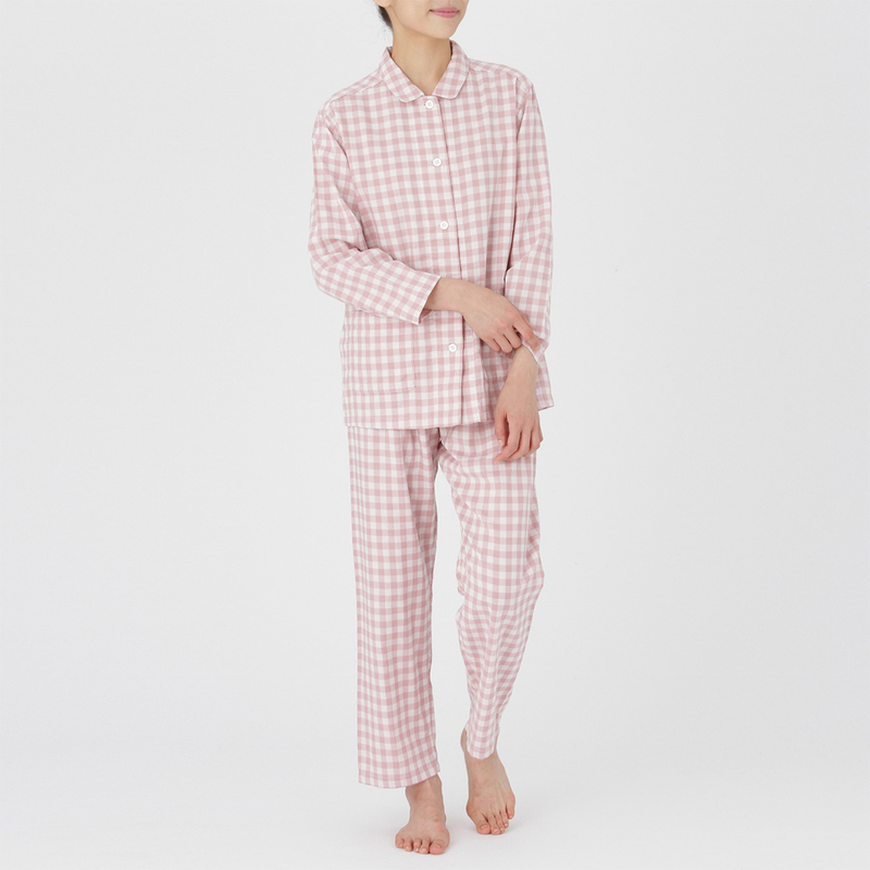 Muji Japanese-Style Quality Seamless Pure Cotton Double-Layer Gauze Pajamas Plaid Women's Spring and Autumn Long-Sleeve Men's Loungewear Set Muji Japanese-Style Quality Seamless Pure Cotton Double-Layer Gauze Pajamas Plaid Women's Spring and Autumn Long-Sleeve Men's Loungewear Set