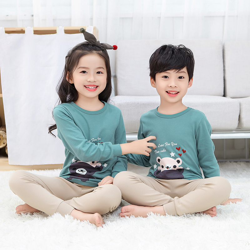 Children Autumn Clothes Sanitary Pants Suit Boy Girl Pure Cotton Underwear Boy Baby Full Cotton Pyjamas Long Sleeve Thin