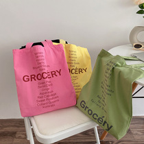 2021 new summer ins Korean wind canvas bag rose pink portable shoulder bag female students large capacity shopping bag