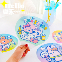 Cake Bear gradual change color summer cool fan PVC fan ins Wind Bear cartoon long handle cartoon fan