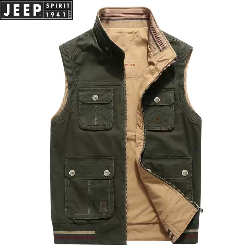 JEEP Jeep ngoài trời dụng cụ vest nam mùa thu và mùa đông vest vest cotton hai mặt mặc vest vest - Lót