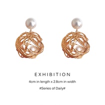 Pearl Joker Super fairy temperament earrings Fashion Net red earrings girl Japanese earrings silver needles atmospheric personality earrings