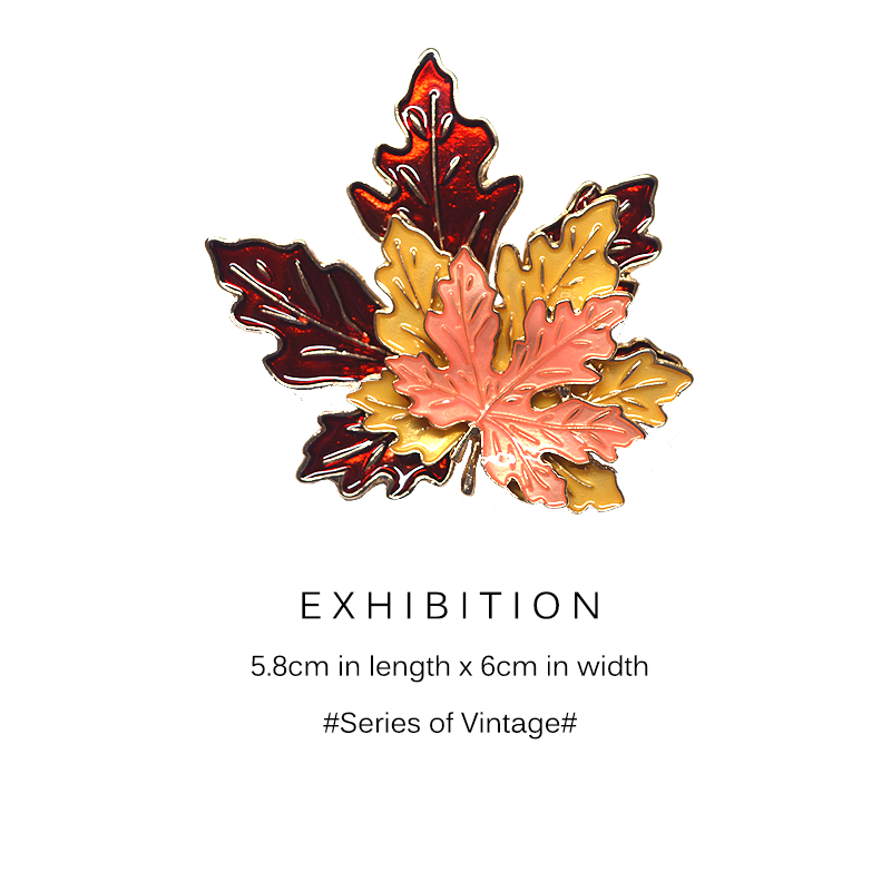 ExhibitioN late autumn retro style maple Leaf upscale women's luxurious enamel temperament big brooch pin badges
