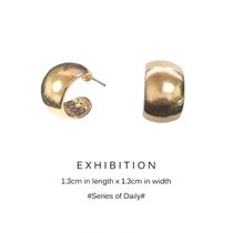 ExhibitioN simple c-shaped small temperament sterling silver earrings French design feel cold wind chic earrings female