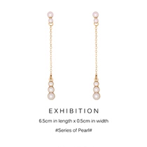 ExhibitioN retro Pearl advanced sense long European and American atmospheric temperament earrings ear clip earrings ear clip without ear hole