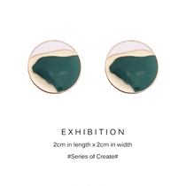 Geometric round color matching stud earrings personality temperament simple earrings Korean winter fashion earrings earrings ear clip without ear hole female