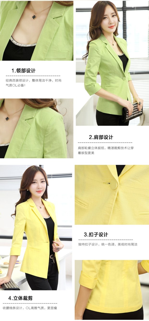 Mùa xuân và mùa hè mới ngắn cotton mỏng và lanh hoang dã nhỏ phù hợp với nữ phiên bản Hàn Quốc của tay áo thường vải lanh mỏng phù hợp với áo khoác đầm thiết kế cao cấp