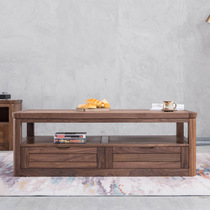 Zobilin black walnut coffee table Modern simple rounded solid wood coffee table with drawer Chinese tea table Living room furniture