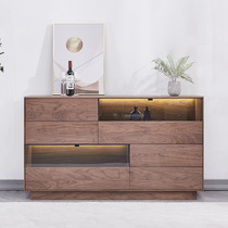 Zobilin Black Walnut Wood Dining Side Cabinet Modern Minima Living Room Leaning Against Wall Restaurant Solid Wood Dining Side Cabinet Disposal Cabinet Side Cabinet