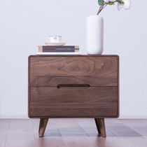 Zobilin Black Walnut bedside table Nordic storage cabinet Solid wood bedside table Simple bedside cabinet Solid wood furniture