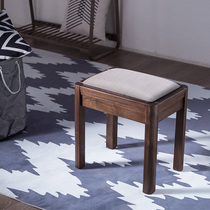 Zobilin pure solid wood square stool Simple cowhide seat shoe stool low stool Household bench cowhide stool