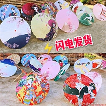 Spot Japanese style and wind decoration umbrella lamp Ancient style oil paper umbrella Japanese cuisine sushi restaurant ceiling cherry blossom umbrella Lady figure