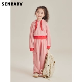 Осенняя толстовка, детские розовые штаны с капюшоном для отдыха, комплект