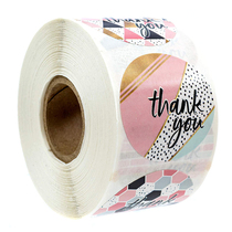 5cm round flowers Thank You stickers 8 kinds of pattern cake baking sealing stickers packaging label 500 rolls