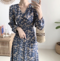 Long sleeves Pregnant Woman Crumbled to Dress Woman Early Spring 2022 New V Collar Big Code Woman Dress Fat Mm Snowspun Tea Hymn