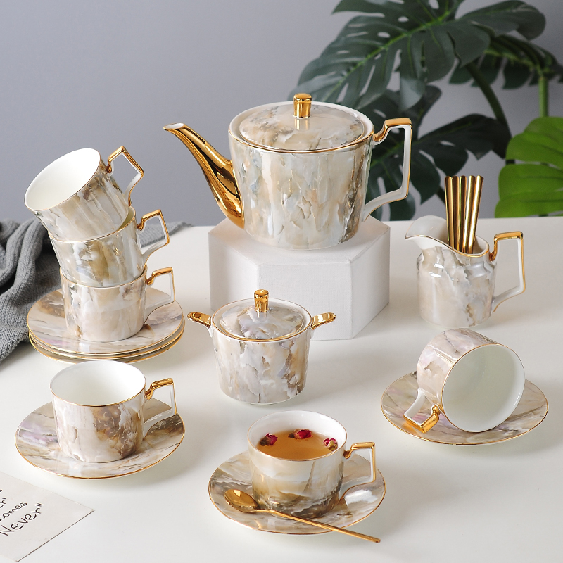 Innen style Lower afternoon tea tea set Ou style small lavish coffee with coffee cup suit Nordic light and luxurious household
