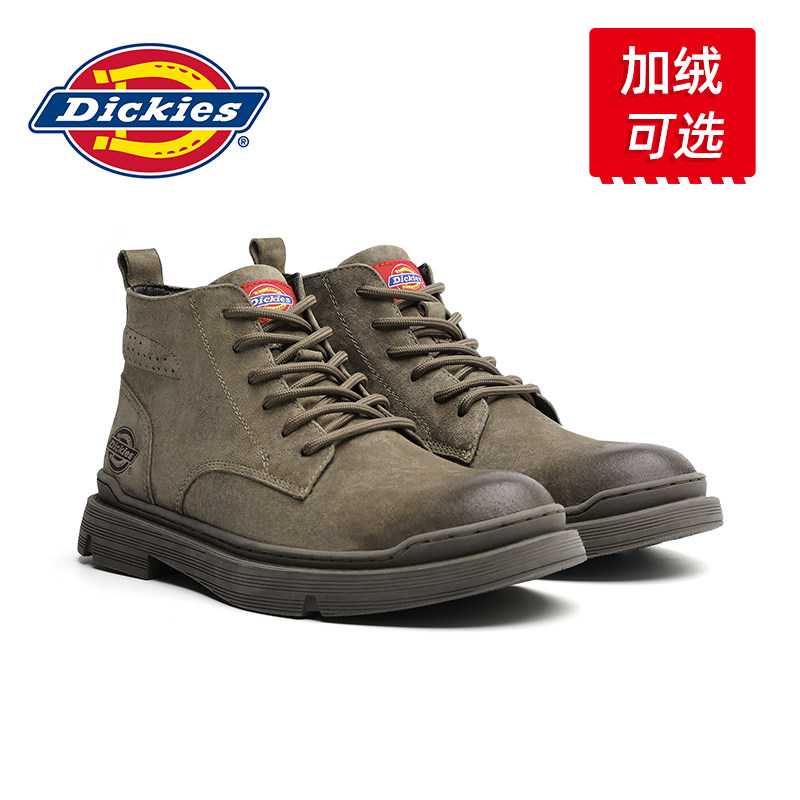 Dickies高帮马丁靴男英伦风冬季加绒保暖二棉鞋男真皮工装靴子男