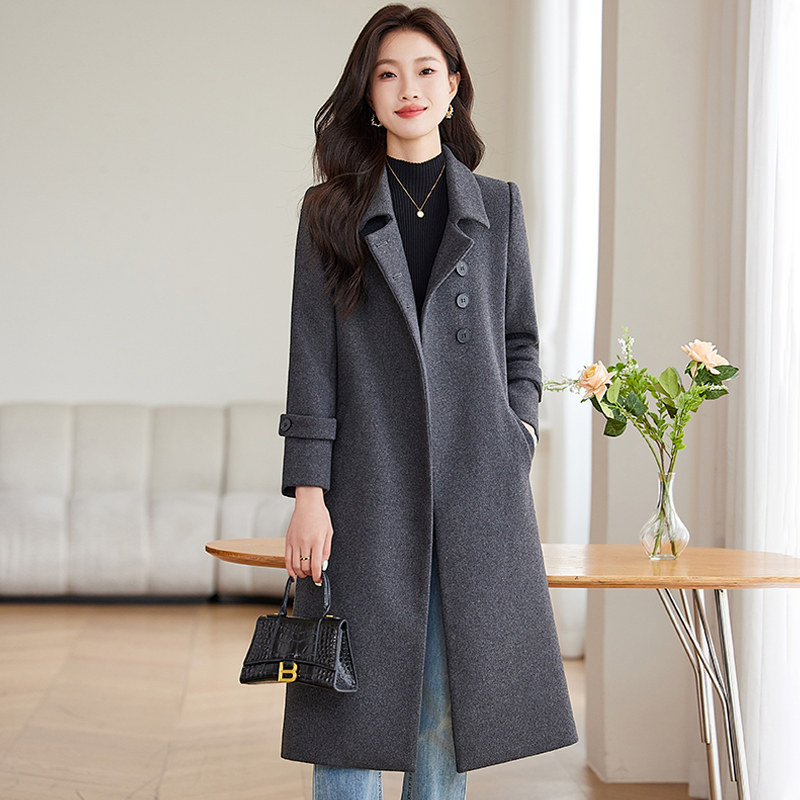 Gray Woolen Coat for Women, Autumn and Winter 2025 New Korean Style, High-End, Elegant, British Style, Mid-Length Woolen Coat Gray Woolen Coat for Women, Autumn and Winter 2025 New Korean Style, High-End, Elegant, British Style, Mid-Length Woolen Coat