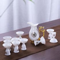New Pint White Jade Porcelain Wine Furniture Household Ceramic Small Liquor Cups Double Heads 10 Spirits Glasses Upscale Leather Gift Box Suits