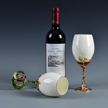Ceramic Creative Wine Glass Wine Bar Wine Cabinet White Home Red Wine Glasses Champagne Cup High Foot Cup Couple Cups