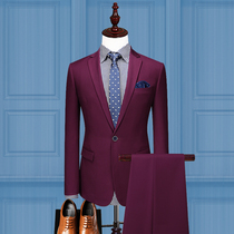Romon Korean Version Ssuit Suit Groom Wedding Gown Wedding Dress Handsome Young Men Casual Fashion Pure Color Suit