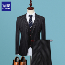 Romon mens casual suit suit Business fashion Youth banquet suit three-piece Korean version slim business suit