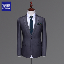 Romon Customised Suit Jacket Mens High-end Business Career Positive Dress Han Version Sashimi Leisure West Suit Jacket Mens Singles West