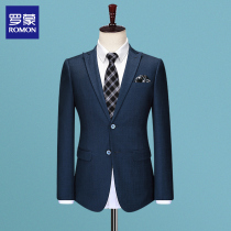 Romon casual mens one-piece suit Business fashion youth suit jacket Korean slim banquet dress formal dress