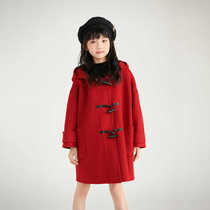 Girls and boys woolen coats 2024 autumn and winter childrens clothing mid-length style full wool childrens double-sided cashmere coat