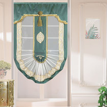 Meng Si round fan curtain blackout thin blue lace lifting curtain finished dark green restaurant Roman curtain accessories