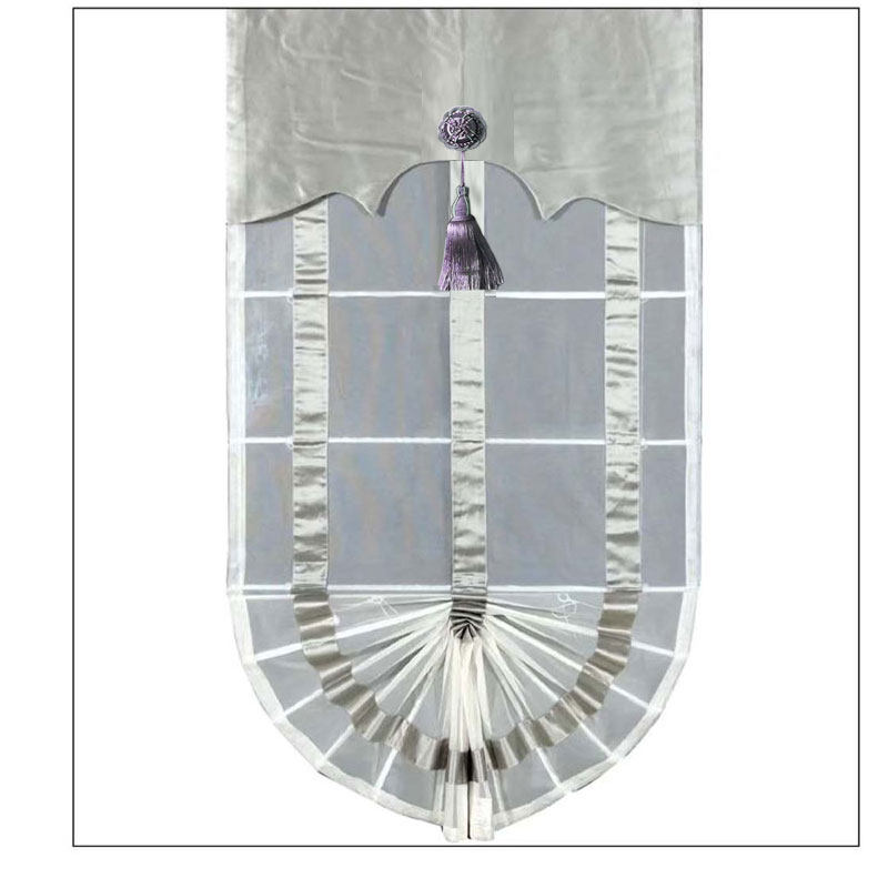 Dreams round Roman curtain light-transmitting shading gray-blue Mediterranean living room dining room partition simple small fresh lifting curtain