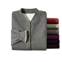 Hengyuanxiang middle-aged and elderly mens velvet thickened thermal underwear autumn and winter pure cotton autumn clothes long trousers set cotton cardigan