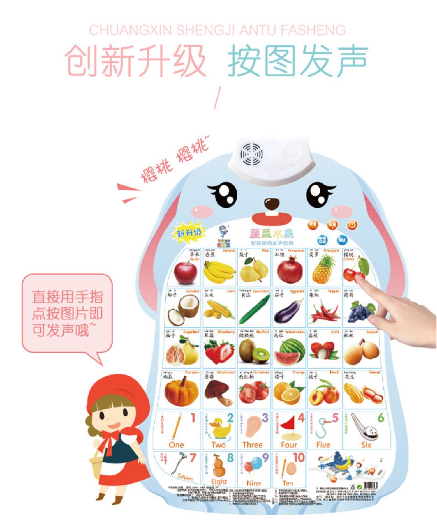 Âm thanh biểu đồ tường phim hoạt hình dán tường trẻ em giáo dục sớm giọng nói giọng nói đồ chơi giác ngộ đếm bính âm trẻ em - Đồ chơi giáo dục sớm / robot robot đối thoại cho bé